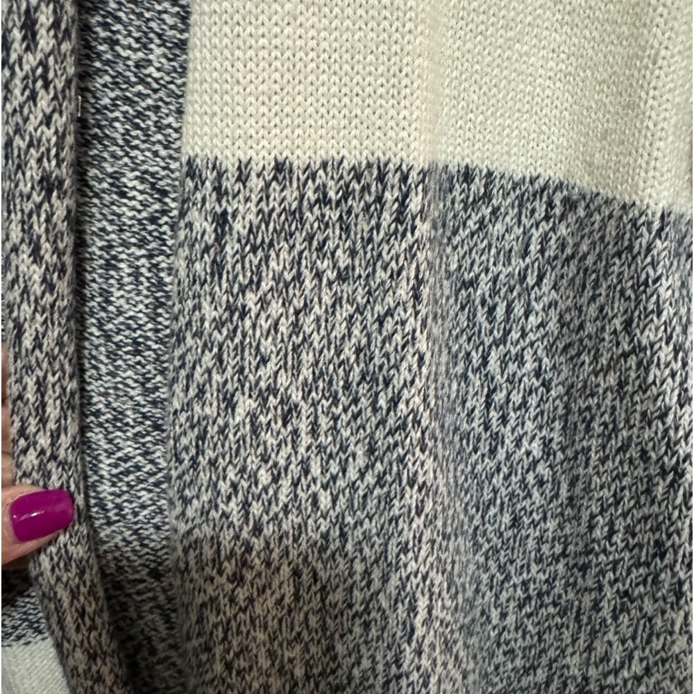 LOFT - Blue / White shawl collar Open Front Cardigan with Pockets - Size S - Picture 3 of 7